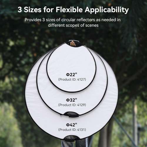 5-in-1 Foldable Circular Light Reflector with Handles, Translucent, Silver