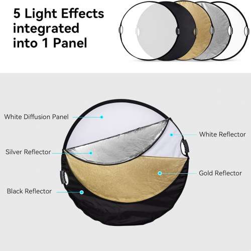 SMALLRIG 110cm Photography Reflector with Handles Foldable Circular Light