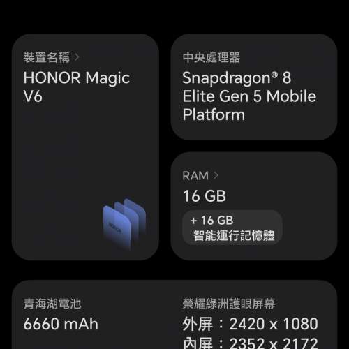99.9% new Honor V6 16+1TB 行貨全套, 白色