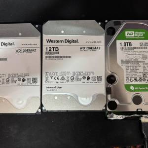 Western Digital 12TB 及 1TB 硬碟 HDD