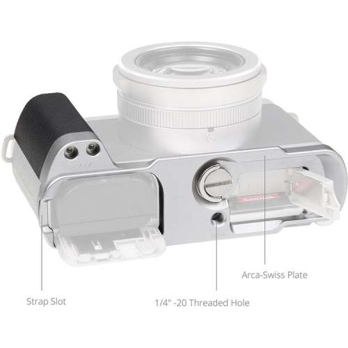 L-Shaped Mount Plate with Silicone Handle for Panasonic LUMIX L10 (Silver)