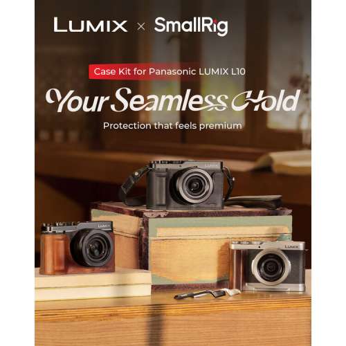 L-Shaped Mount Plate with Silicone Handle for Panasonic LUMIX L10 (Silver)