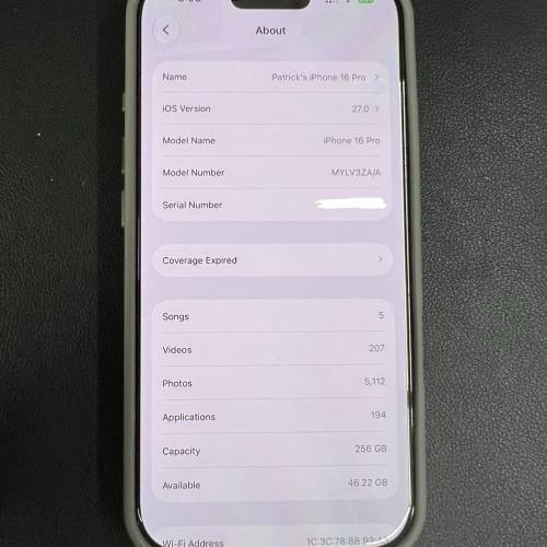 Apple iPhone 16 Pro 256GB 沙漠金色 電池健康度94%連盒 已過保養￼