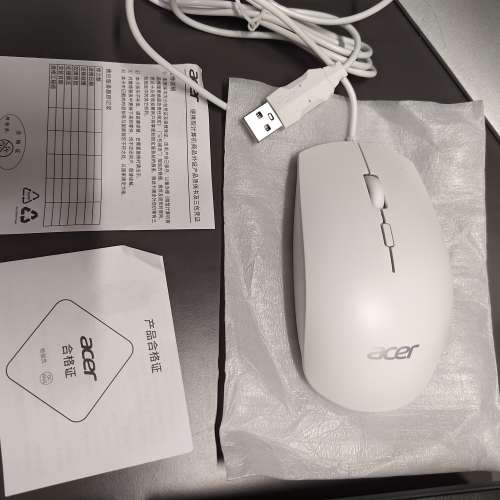 靜音 Silent acer white wired mouse -in 2x silent microswitch 白色滑鼠（有線）