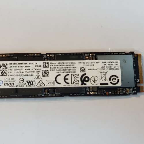 Intel SSD 512GB Nvme