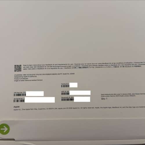 全新港版未開封 Apple MacBook Air M5 銀色型號: A3449 13吋 512GB SSD 10CPU A10 ...