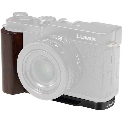 SmallRig L-Shaped Mount Plate with Wooden Handle for Panasonic LUMIX L10 (Black)