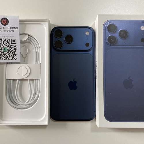 現貨藍色 iPhone 17 pro max 2tb 電池100%充電20次外觀全新 蘋果保養2026/11/2 wha...