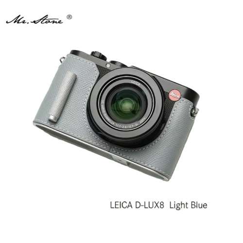 Mr. Stone Leather Camera Half Case Cover Bag For LEICA D-LUX 8 - Light Blue