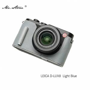 Mr. Stone Leather Camera Half Case Cover Bag For LEICA D-LUX 8 - Light Blue