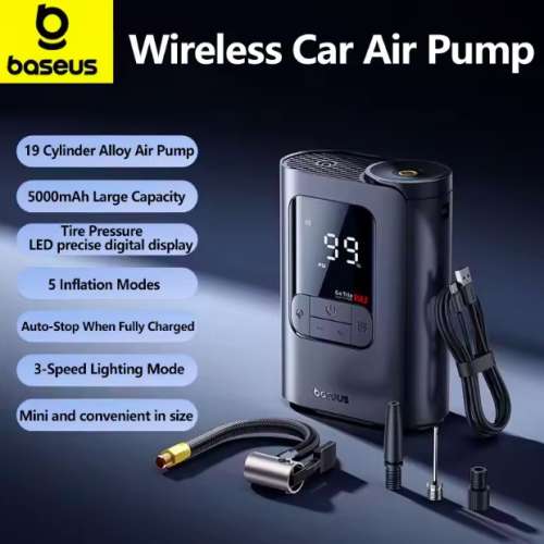 Baseus -Go Trip Car Air Pump LCD Digital Display Wireless Electric Tire Inflator