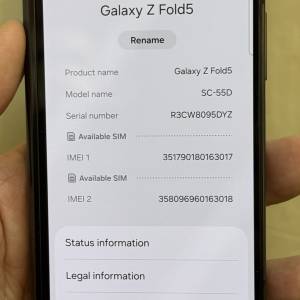 極新、無花 SAMSUNG FOLD 5 黑色 256GB，正常機、無芒印、無死點