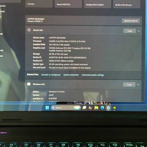 OLED RTX5070Ti Acer predator helios 16S U9-275HX 32GB 1TB Gaming Laptop電競手...