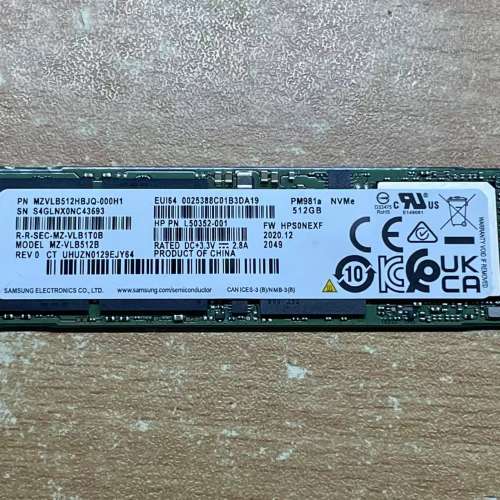 Samsung PM981a NVMe 512GB SSD