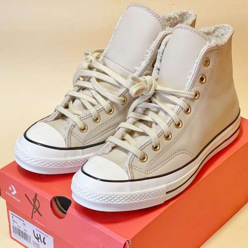 100%全新 Converse Chuck 70s 男裝 UK 8號 米色真皮製 All Star波鞋
