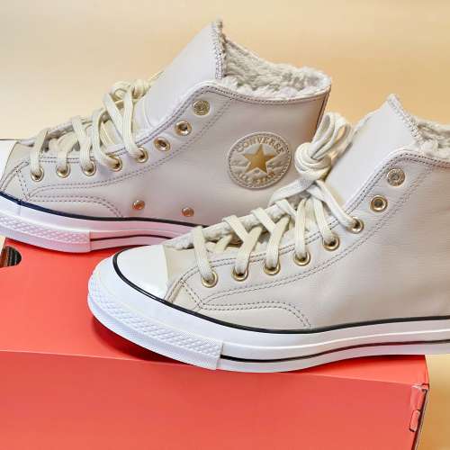 100%全新 Converse Chuck 70s 男裝 UK 8號 米色真皮製 All Star波鞋