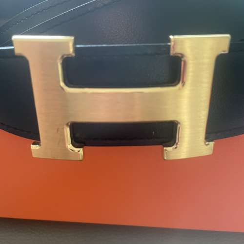 Herm&egrave;s 愛馬仕 經典拉絲金 H Buckle 皮帶 Size 90（全套有盒袋 /
