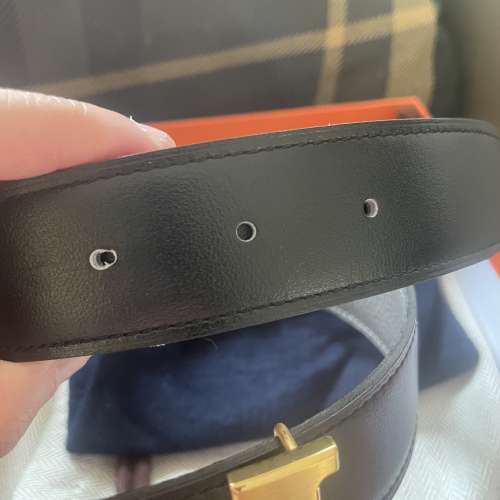 Herm&egrave;s 愛馬仕 經典拉絲金 H Buckle 皮帶 Size 90（全套有盒袋 /
