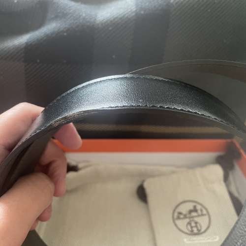 Herm&egrave;s 愛馬仕 經典拉絲金 H Buckle 皮帶 Size 90（全套有盒袋 /