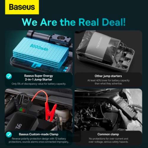 Baseus Super Energy 4-in-1 Jump Starter 🚗   8000mAh 1000A With Tire Inflator ...