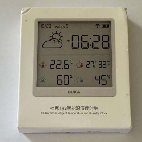 DUKA TH3 智能 WIFI 室內室外溫度濕度時鐘顯示器