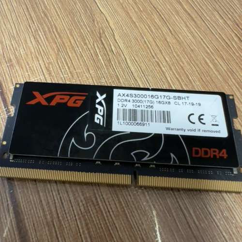 XPG 3000 ddr4 16gb x 1 = 16gb 只得一條 notebook ram