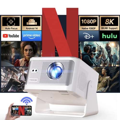 世界盃 600 ANSI Portable Projector | Android 14 Native 1080P with 8K Input 自...