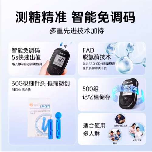 歐姆龍GH 83 血糖儀+50試紙+50針頭+ 50酒精棉片】精準監測・輕鬆控糖 Omron Home B...