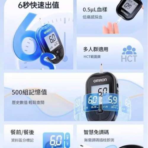 歐姆龍GH 83 血糖儀+50試紙+50針頭+ 50酒精棉片】精準監測・輕鬆控糖 Omron Home B...