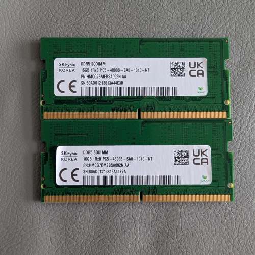 SK Hynix 原廠 DDR5 SODIMM 16x2 32GB 一對