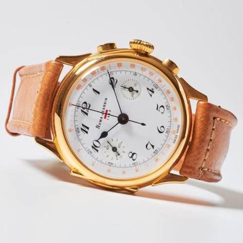 ( 已售出 ) 全新古董Numa Jeanin Nostalgic Panda Hand-winding Chronograph W/Lea...