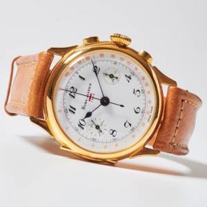 ( 已售出 ) 全新古董Numa Jeanin Nostalgic Panda Hand-winding Chronograph W/Lea...