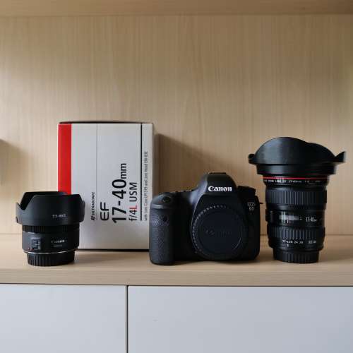 Canon 佳能 6D + EF 17-40mm f/4L USM + EF 50mm f/1.8 STM + 攝影包，一機兩鏡（DS...