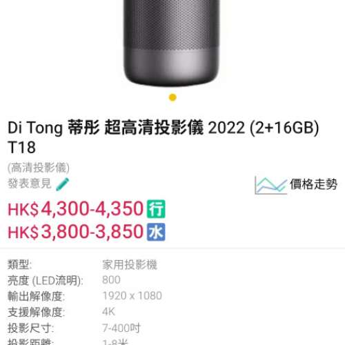 出售: 80% new 蒂彤便携投影機
