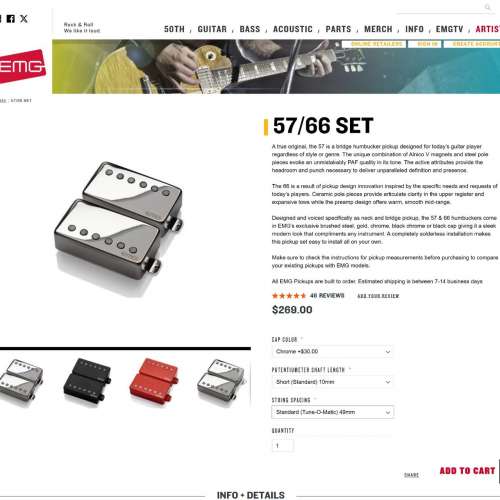 EMG Pickups Models: 57/66 Set (Chrome)