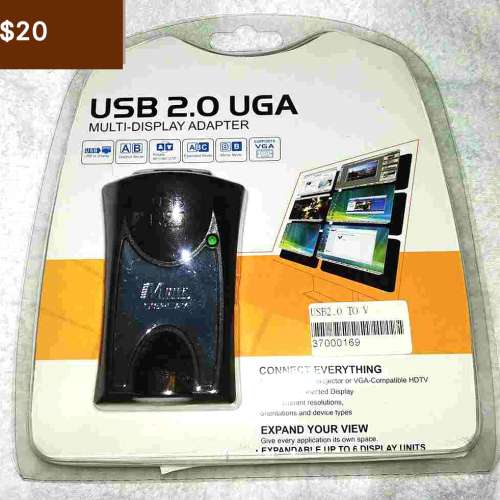 $10 USB 2.0 轉 VGA 的多螢幕顯示轉接器。