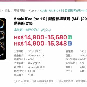 另有1tb 全新未開封 iPad Pro 11吋 11" 配備標準玻璃 M4 2024 Wi-Fi+流動網絡 (5g)...