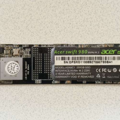 Acer 250G nvme ssd