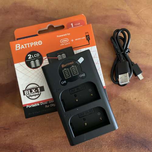 BLX-1 BLX1雙位充電器合Olympus OM SYSTEM OM-1 Mark II OM-3數碼相機專用請看內容 ...