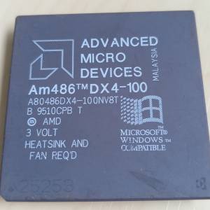 古董收藏 AMD Am486 DX4-100 CPU (型號：A80486DX4-100NV8T)