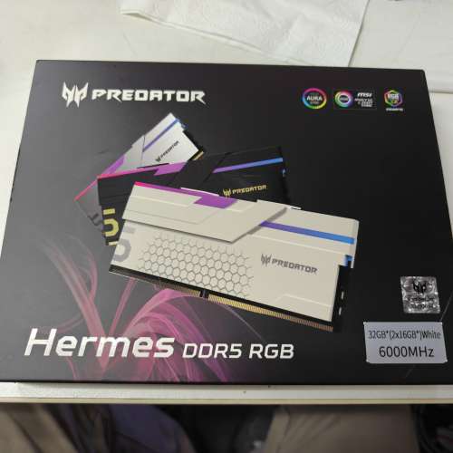 宏碁掠夺者 (Acer Predator) Hermes DDR5 6000RGB 白色 16GB x2