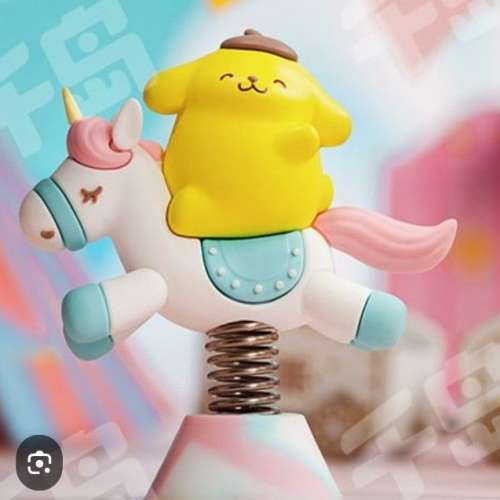 90%NEW 2024 SANRIO PomPomPurin 布甸狗 旋轉木馬搖搖樂 公仔 擺設