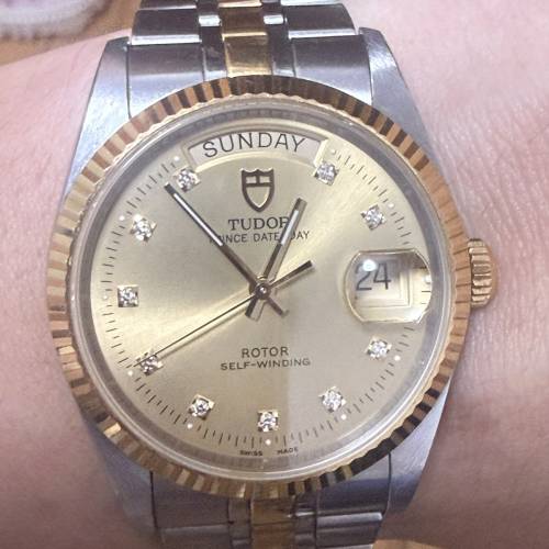 Tudor 76213 date-day 金鋼鑽石字 888東方錶行出世紙 $14800