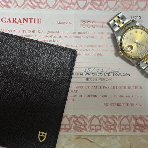 Tudor 76213 date-day 金鋼鑽石字 888東方錶行出世紙 $14800