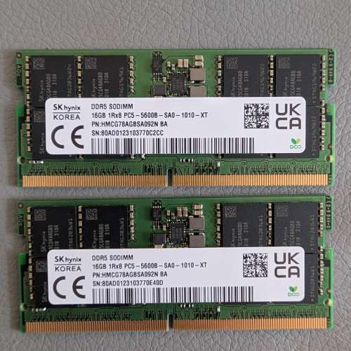 SK Hynix 原廠 DDR5 5600 SODIMM 16GB*2 32GB一對