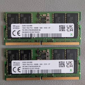 SK Hynix 原廠 DDR5 5600 SODIMM 16GB*2 32GB一對
