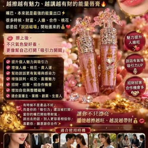 【24小時網站自助下單】&diams;️&diams;️師傅最後100支&diams;️&diams;️🌸💄💋「桃花魅力招財唇膏」...