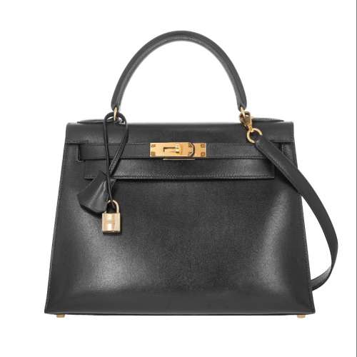 Herm&egrave;s Sellier Box Calf Kelly 28 Black