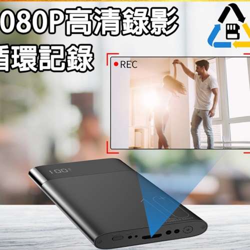 免費APP下載 遠端連線 可邊充邊錄影 二合一行動電源與微型攝影機 1080P畫質 熱點與...