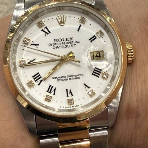好𠃊靚😆 Rolex 16203 金鋼 靓白面羅馬鑽石字 3135機芯 T頭 78363金鋼帶11格 平到...